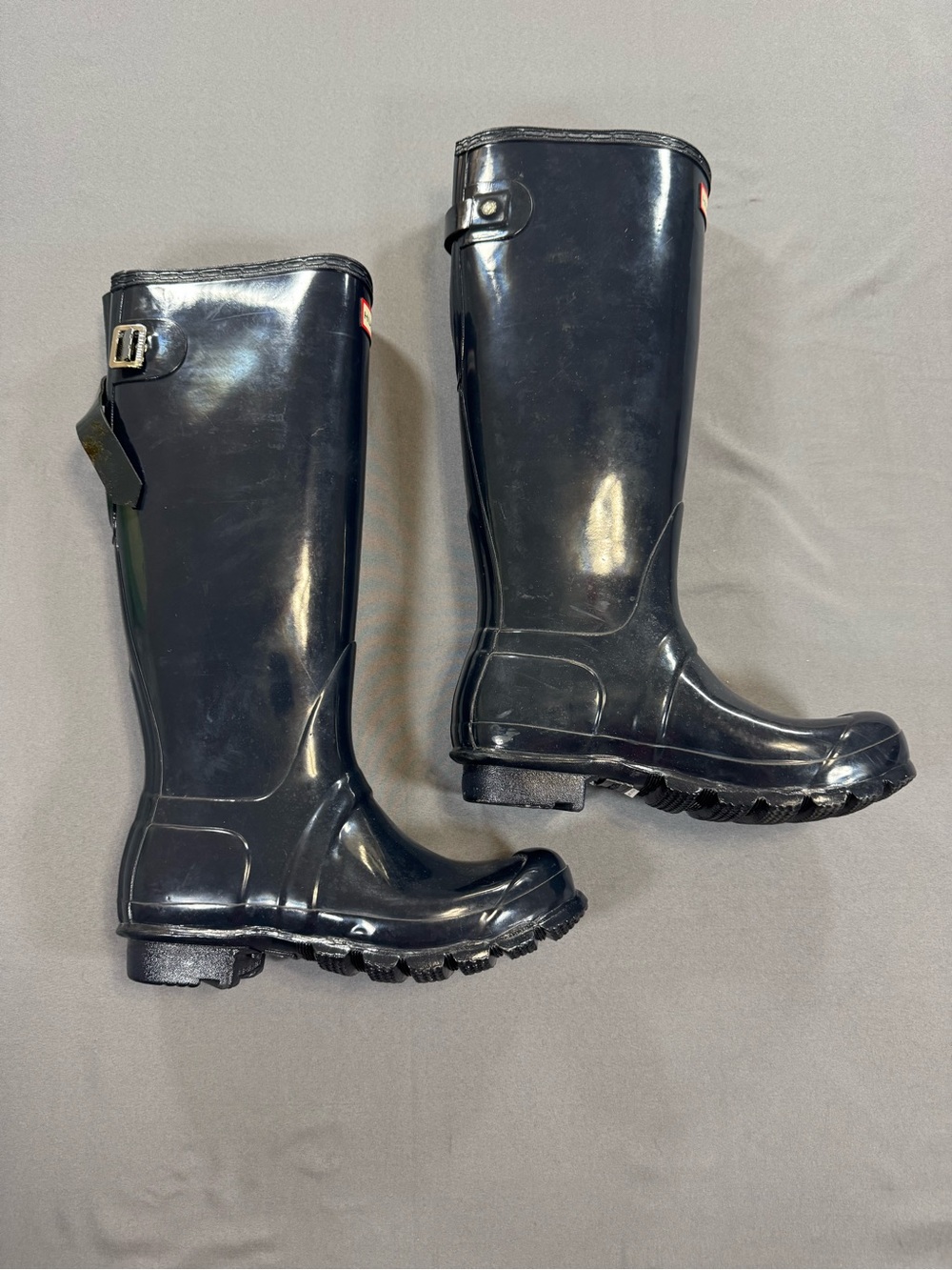 Hunter Gloss Tall Rain Boots in Navy - Picture 3 of 7